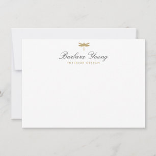 Elegantes Gold-Dragonfly-Logo in Weiß Mitteilungskarte