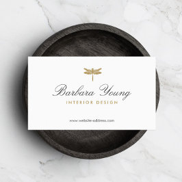 Elegantes Gold-Dragonfly-Logo in Weiß Visitenkarte