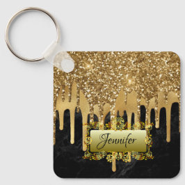 Elegantes Gold Dripping Personalisiertes Skriptges Schlüsselanhänger