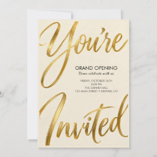 Elegantes Gold Du Bist Eingeladen Party-Einladung Einladung