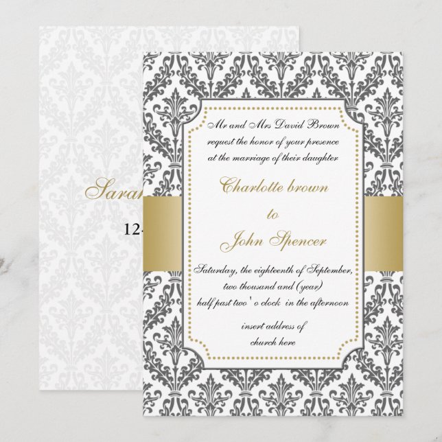 elegantes Gold, düstere Hochzeitseinladung Einladung (Vorne/Hinten)