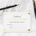 Elegantes Gold-Echtheitszertifikat Folieneinladung<br><div class="desc">Elegantes und minimalistisches Echtheitszertifikat aus weißer Goldfolie,  mit dem Sie Ihren Namen oder Firmennamen in einen Vintagen goldenen Rahmen mit Schriftart aus Marine und Gold einfügen können.</div>
