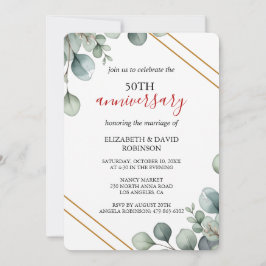 Elegantes Gold einfaches 50. Hochzeitstag Einladung