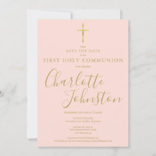 Elegantes Gold Erstklassige Kommune Rosa Save The Date