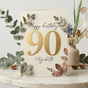 Elegantes Gold Eukalyptus Botanisch 90. Geburtstag Karte