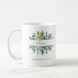 Elegantes Gold-Eukalyptus-Brautjungfer-Geschenk-An Kaffeetasse