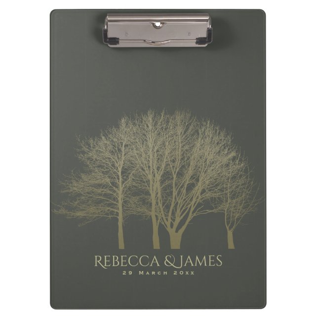 ELEGANTES GOLD FALL AUTUMN BAUM MONOGRAM KLEMMBRETT (Vorderseite)