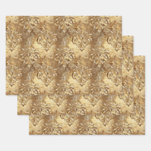Elegantes Gold-Faux-Brokat-Geschenk Geschenkpapier Set