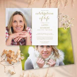 Elegantes Gold-Feier zur Beerdigung des Lebens 2 F Einladung