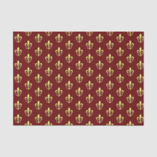 Elegantes Gold Fleurs de lys Dark Red Tissue Paper Seidenpapier