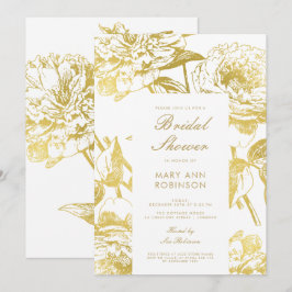 Elegantes Gold Floral Brautparty Einladung