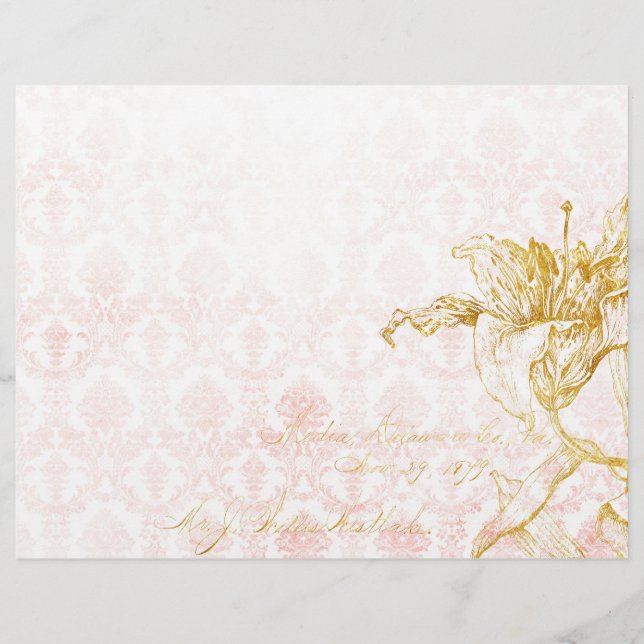 Elegantes Gold Floral & Damask Scrapbook Ephemera (Vorderseite)