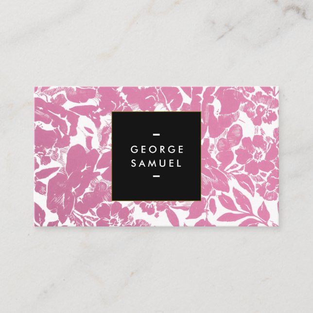Elegantes Gold Floral Design mit feinem Schwarz Visitenkarte (Vorderseite)