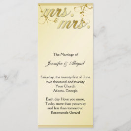 Elegantes Gold Floral Gay Wedding Programm