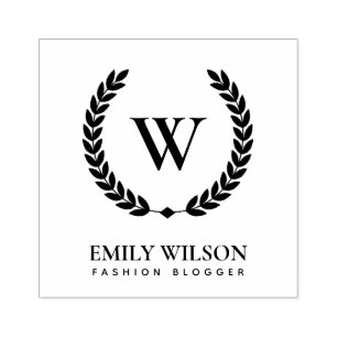 ELEGANTES GOLD FLORAL LAUREL WREATH ERSTE MONOGRAM GUMMISTEMPEL