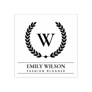 ELEGANTES GOLD FLORAL LAUREL WREATH ERSTE MONOGRAM GUMMISTEMPEL