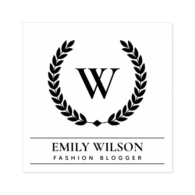 ELEGANTES GOLD FLORAL LAUREL WREATH ERSTE MONOGRAM GUMMISTEMPEL (Prägung)