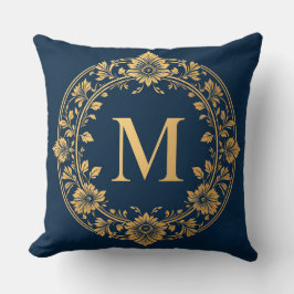 Elegantes Gold Floral Monogram Design Kissen