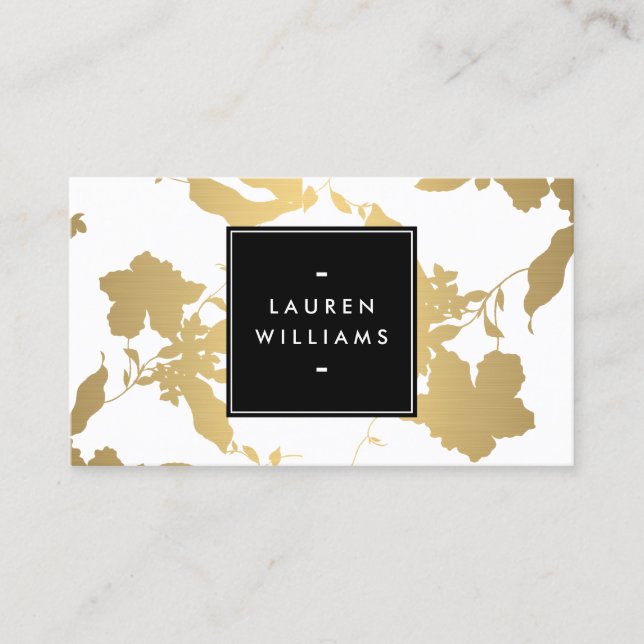 Elegantes Gold Floral Muster auf White II Visitenkarte (Vorderseite)