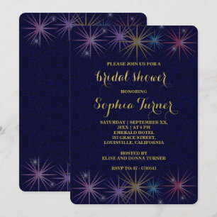 Elegantes Gold Foil Blue Glitzer Brautparty Einladung