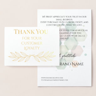Elegantes Gold Foil Dankeschön Card Kundentreue Folienkarte