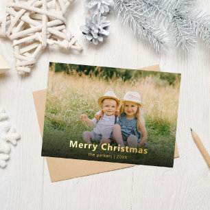 Elegantes Gold Foil Foto Weihnachten Folien Feiertagskarte