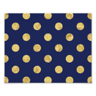 Elegantes Gold Foil Polka Dot Pattern - Gold & Bla Fotodruck