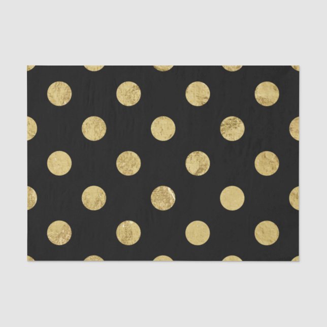 Elegantes Gold Foil Polka Dot Pattern - Gold & Bla Seidenpapier (Vorderseite)