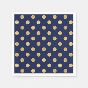 Elegantes Gold Foil Polka Dot Pattern - Gold & Bla Serviette