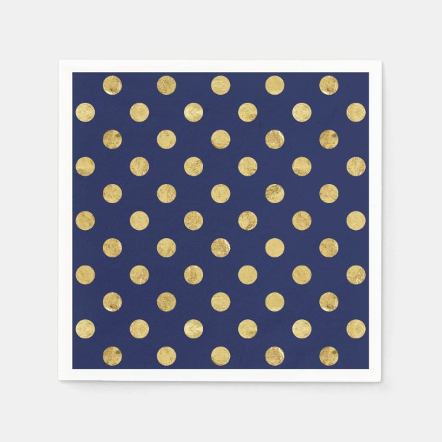 Elegantes Gold Foil Polka Dot Pattern - Gold & Bla Serviette (Vorderseite)