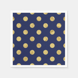 Elegantes Gold Foil Polka Dot Pattern - Gold & Bla Serviette
