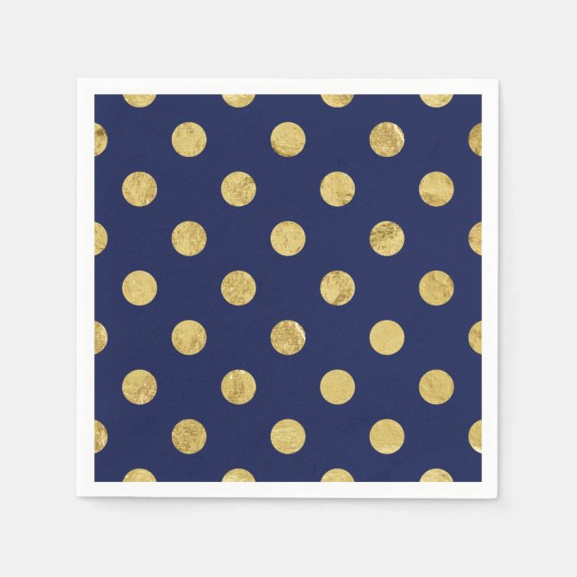 Elegantes Gold Foil Polka Dot Pattern - Gold & Bla Serviette (Vorderseite)