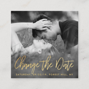 Elegantes Gold Foil Script-Foto ändert das Datum Begleitkarte