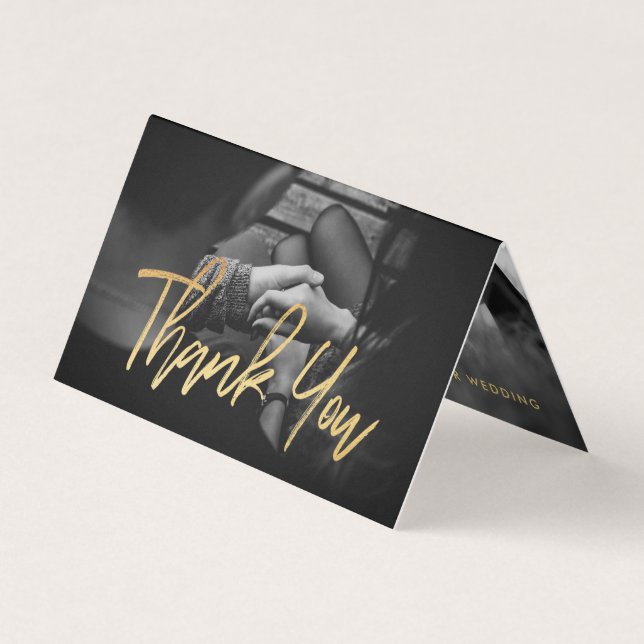 Elegantes Gold Foil Script Foto Danke Karte (Vorderseite)