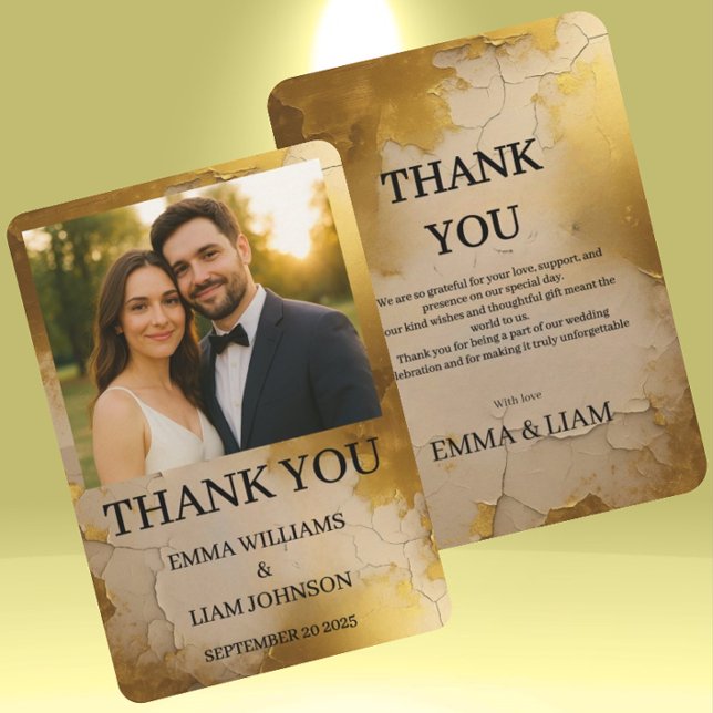 Elegantes Gold Foil Wedding Foto Danke Karte (Von Creator hochgeladen)