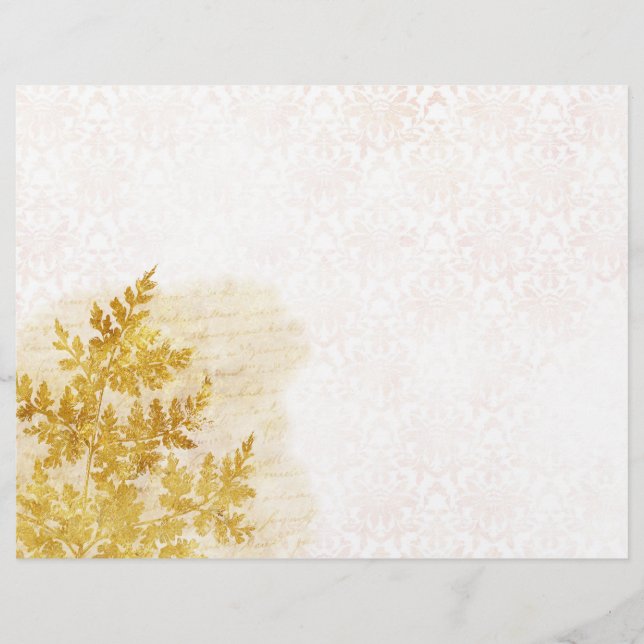 Elegantes Gold Foliage & Damask Scrapbook (Vorderseite)