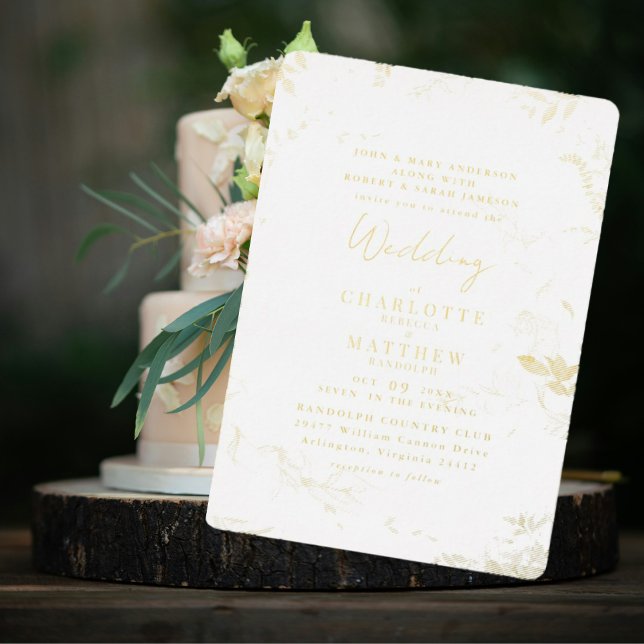 Elegantes Gold Foliage Wedding Gold Folieneinladung (Von Creator hochgeladen)