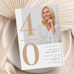 Elegantes Gold Foto 40. Geburtstag Einladung<br><div class="desc">Elegantes Gold Foto 40. Geburtstag Einladung</div>