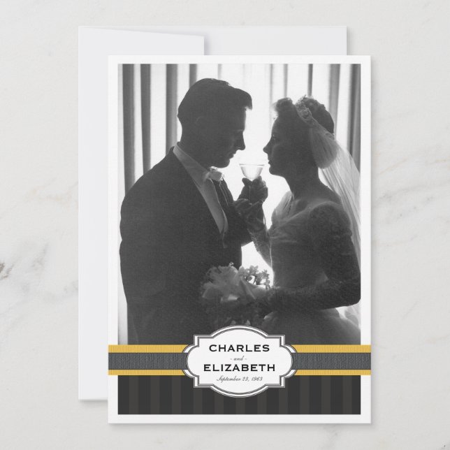 Elegantes Gold Foto 50. Hochzeitliches Party Einladung (Vorderseite)