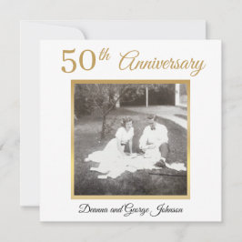 Elegantes Gold Foto 50. Hochzeitstag Einladung