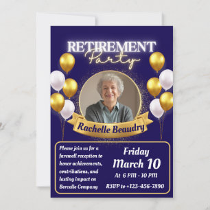 Elegantes Gold Foto Banner Retirement Party Einladung