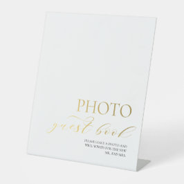 Elegantes Gold Foto Gästebuch Sockelschild
