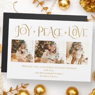 Elegantes Gold Freude Frieden Liebe Skript 3-Foto Magnetkarte