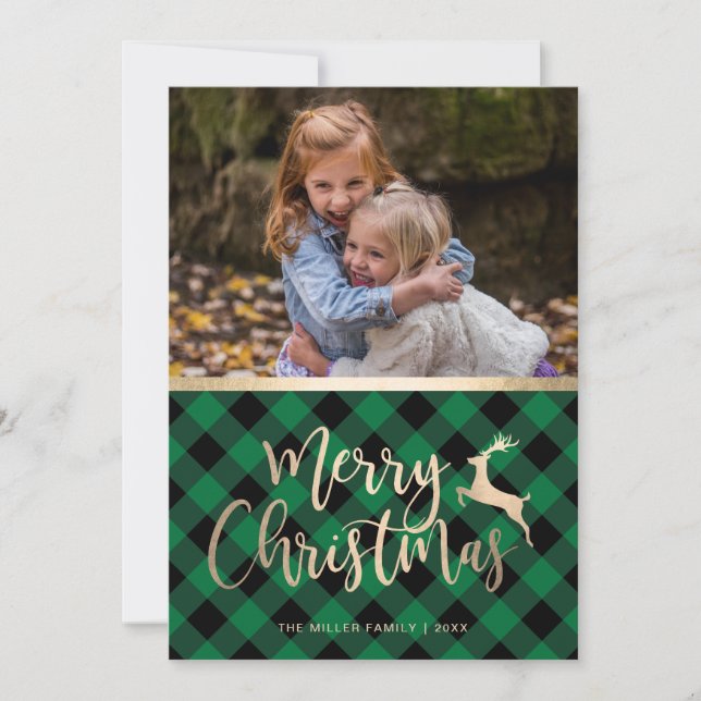 Elegantes Gold Frohe Weihnachten Kariertes Custom  (Vorderseite)