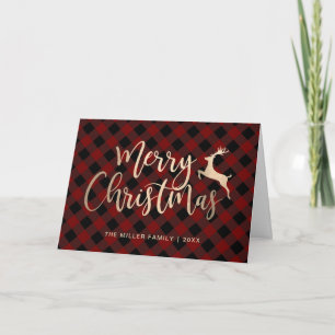 Elegantes Gold Frohe Weihnachten Schwarz & Rot Kar Karte