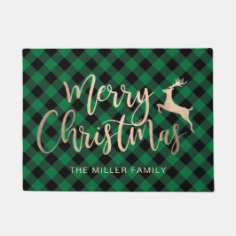 Elegantes Gold Frohe Weihnachten Schwarz und Grün  Fußmatte