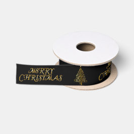 Elegantes Gold Frohe Weihnachtsbaum Satinband