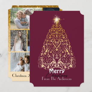 Elegantes Gold Frohe Weihnachtsbaumfeiertage Dankeskarte