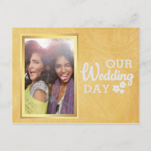 Elegantes Gold Gay Lesbian Save the Date Foto Ankündigungspostkarte