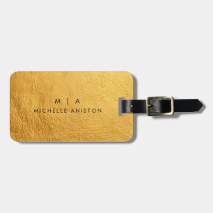 Elegantes Gold gegossenes MetaModernes Monogramm k Gepäckanhänger